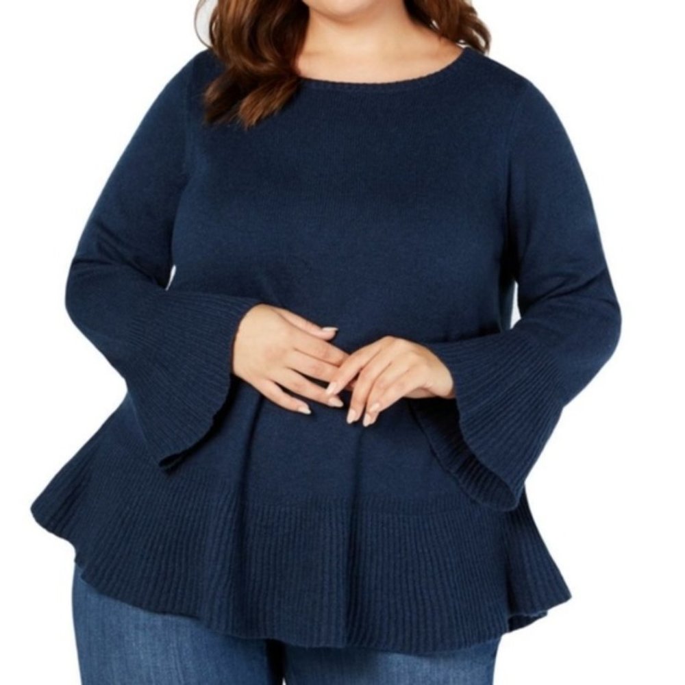 Style & Co ruffle hem pullover sweater - Navy